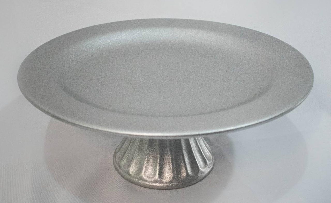 Bandeja Cerâmica Redonda  Prata G - Vanessalocações