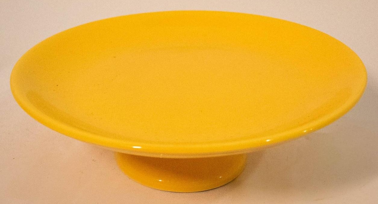 Bandeja Cerâmica Redonda Côncavo  Amarelo G - Vanessalocações