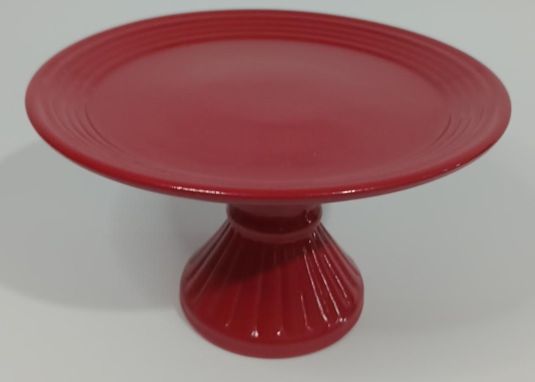 Bandeja Cerâmica Redonda  Vermelho M - Vanessalocações