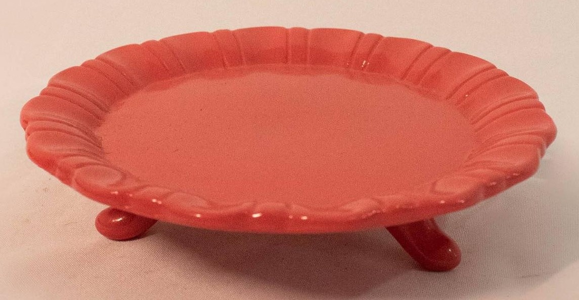 Mini Bandeja Cerâmica Redonda Pé Baixo - Coral - Vanessalocações