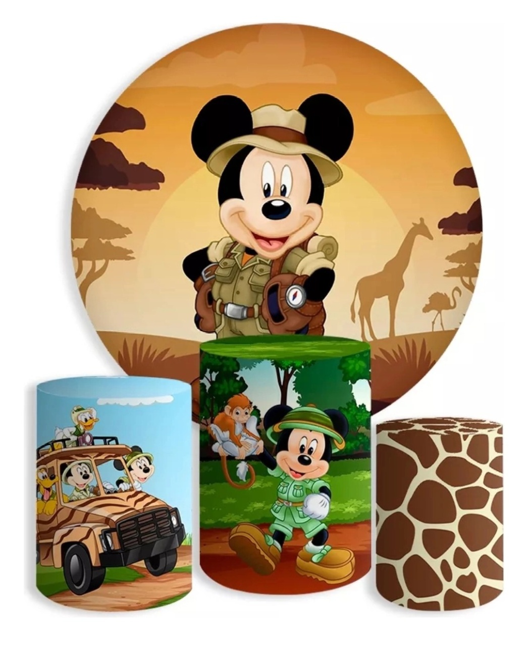 Coleção Clean - Mickey Safari - Suporte + Painel + Capas + Trio de Cilindros - P - M - G - CamaleãoLocaçoes