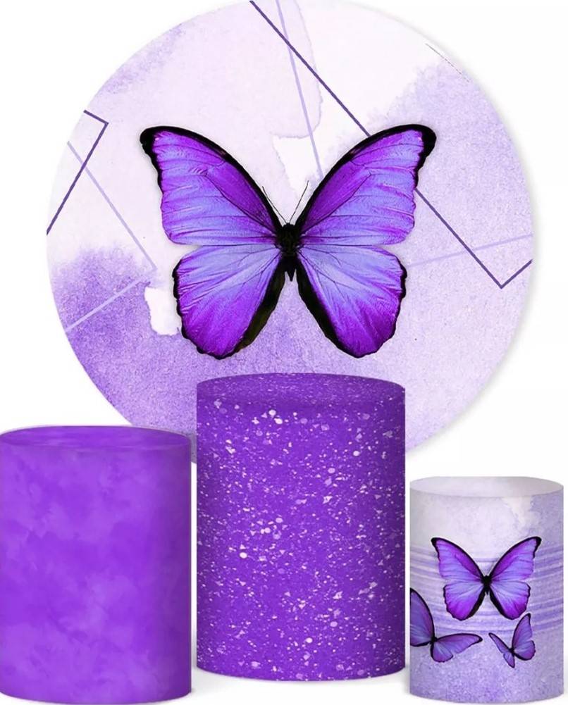 Coleção Clean - Borboleta Lilás  -Suporte + Painel + Trio de Cilindros+ Capas - CamaleãoLocaçoes