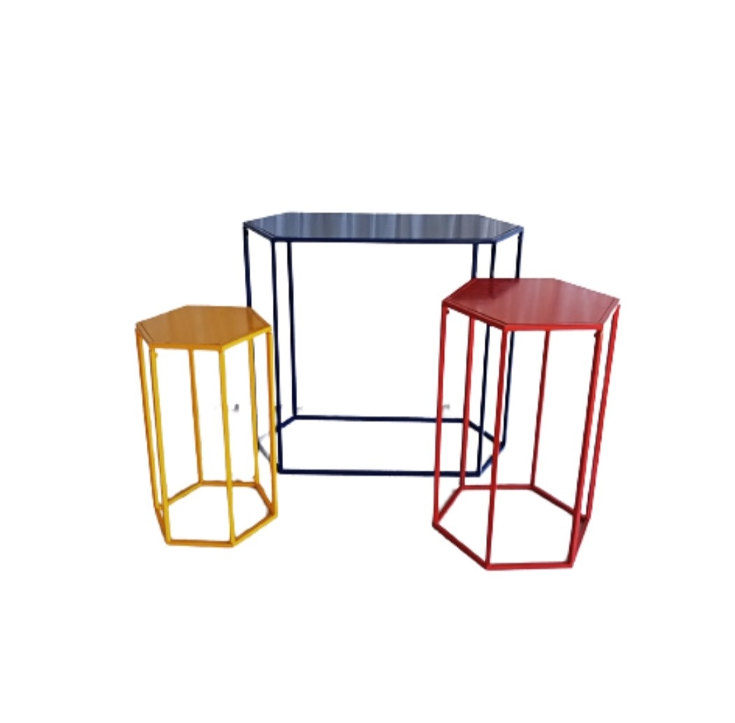 Mesa | Movel | Trio Collor Sextavado  - Vanessalocações