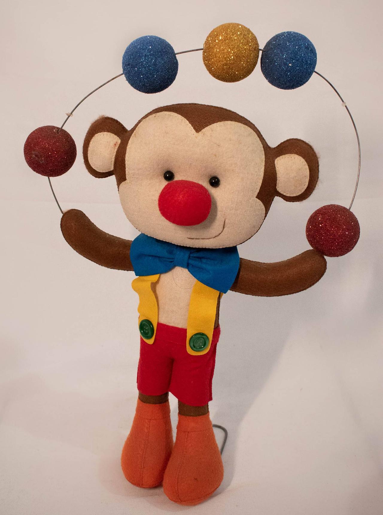 Macaco Palhaço Malabarista Feltro - Vanessalocações