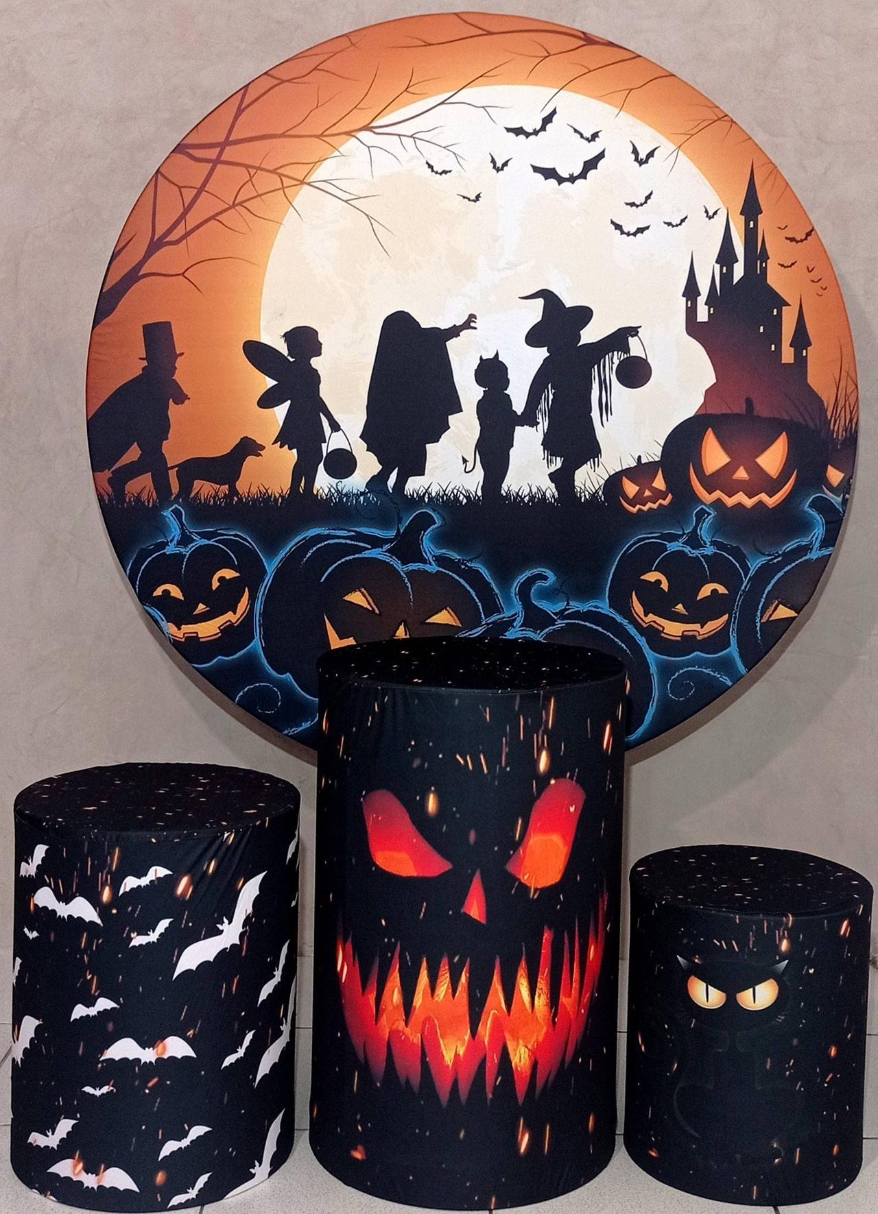 Coleção Clean - Halloween - Suporte + Painel + Trio de Cilindros + Capas - CamaleãoLocaçoes