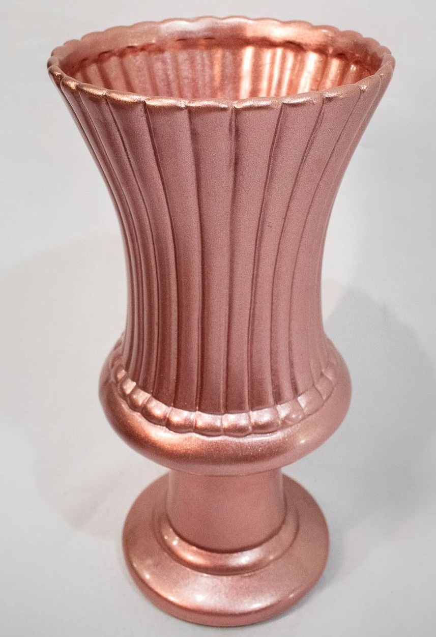Vaso Cerâmica Canelado  Rose Gold G - Vanessalocações
