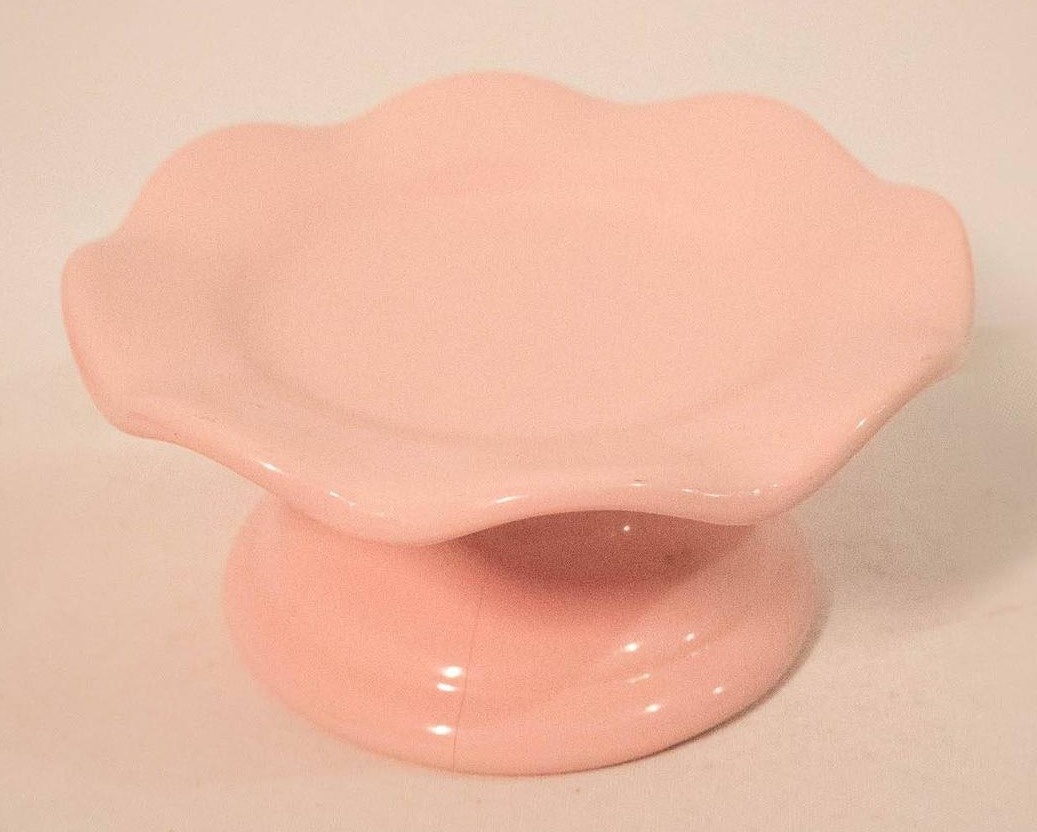 Mini Bandeja Redonda Cerâmica Babado Rosa - Vanessalocações