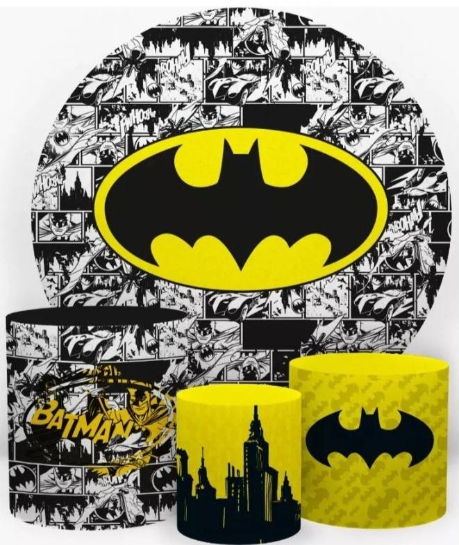Coleção Clean - Batman  - Painel + Suporte + Trio de  Cilindros + Capas - CamaleãoLocaçoes