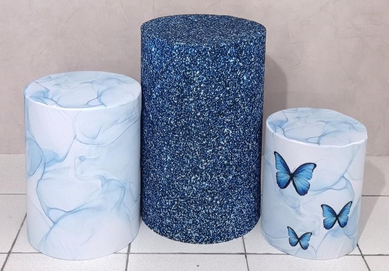 Trio de Capa Para Cilindro Borboleta Azul   - Vanessalocações
