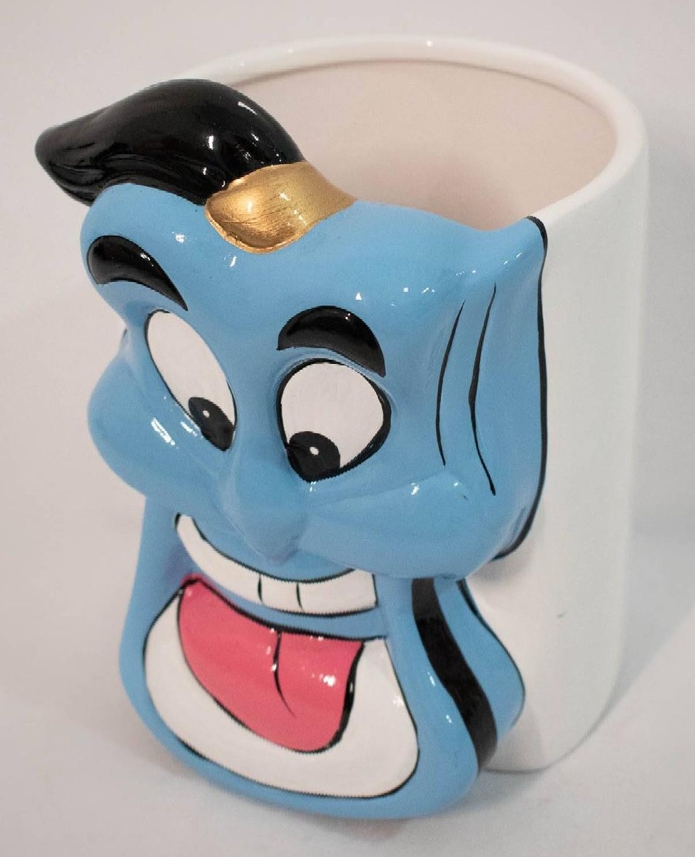 Vaso Cerâmica Genio  Aladin  Azul/Branco - Vanessalocações