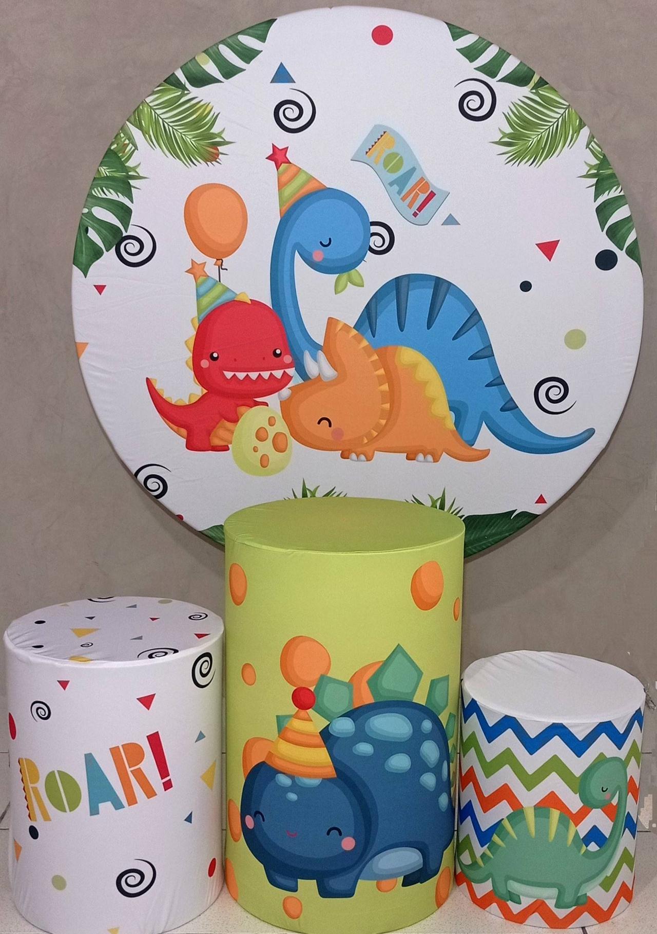 Coleção Clean - Dino Baby  - Suporte +  Painel + Trio de Cilindros + Capas - CamaleãoLocaçoes