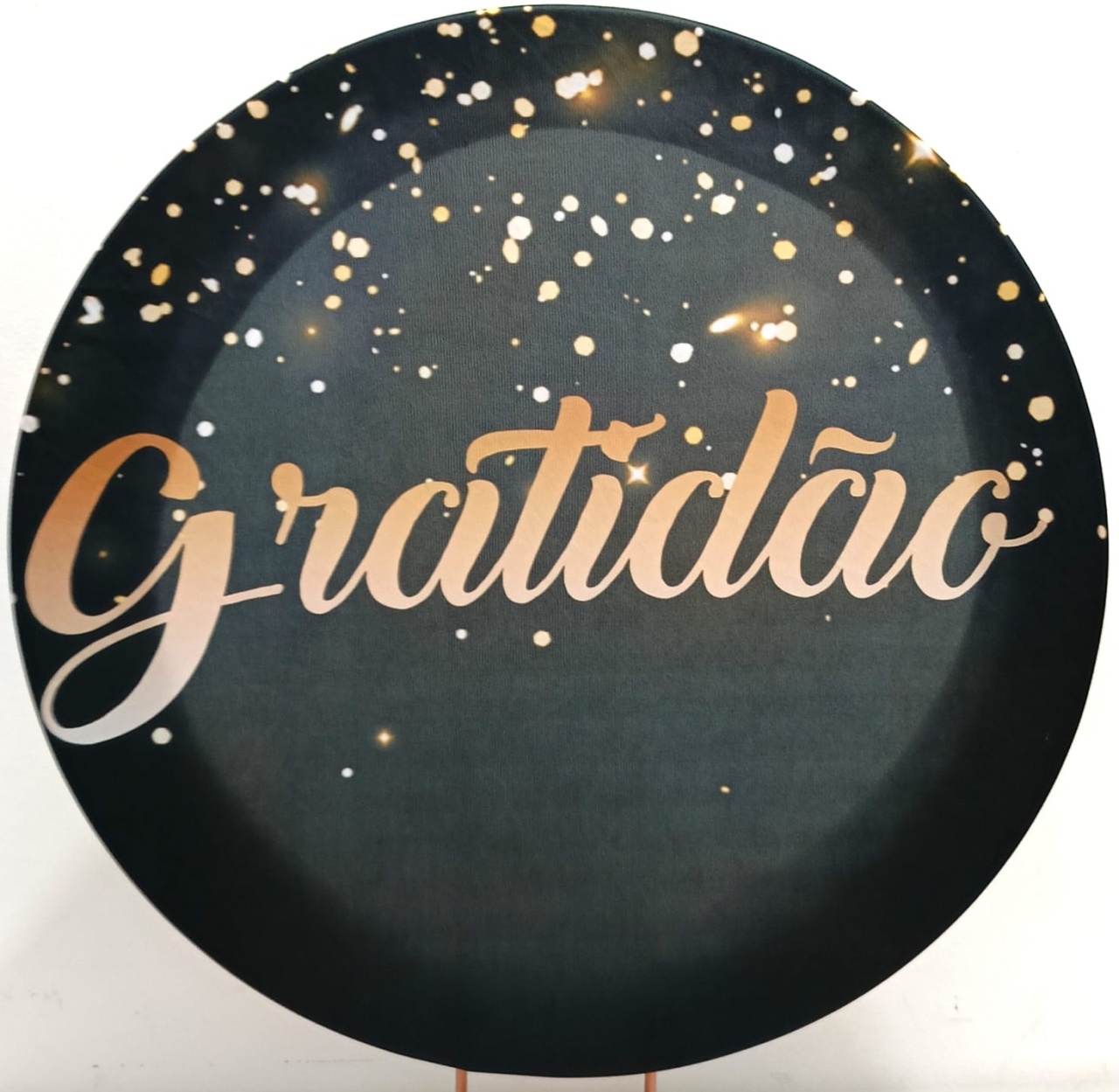 Capa  P/ Painel Circular Gratidão Dourado/Preto - 50Cm - Vanessalocações
