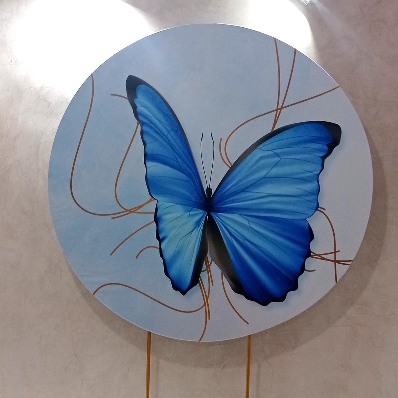 Capa P/ Painel Circular -  Borboleta Azul - Vanessalocações