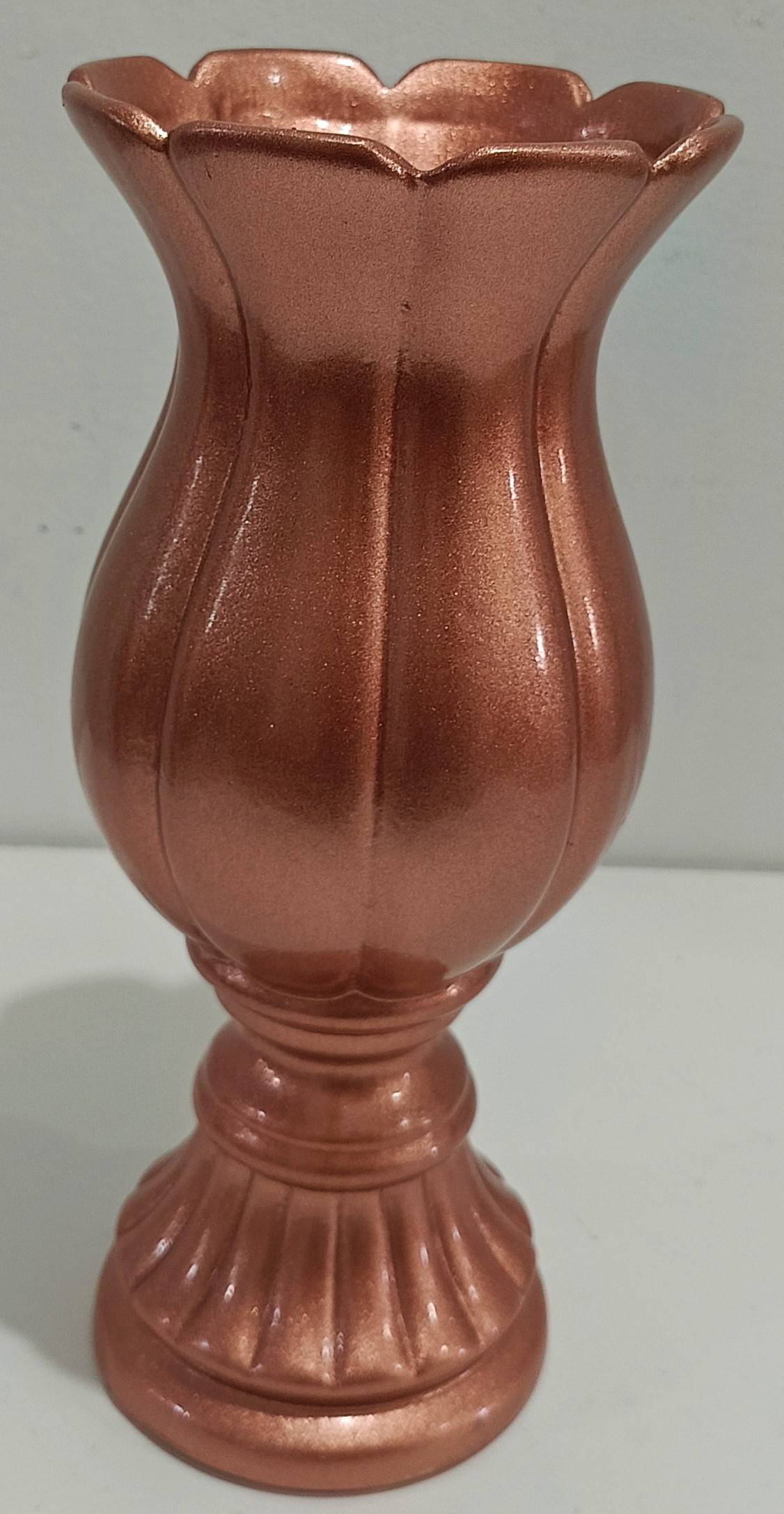 Vaso Cerâmica Taça Flor Rose Gold  - Vanessalocações