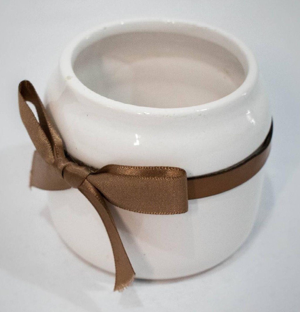 Mini  Vaso Cerâmica Fita Marrom - Vanessalocações