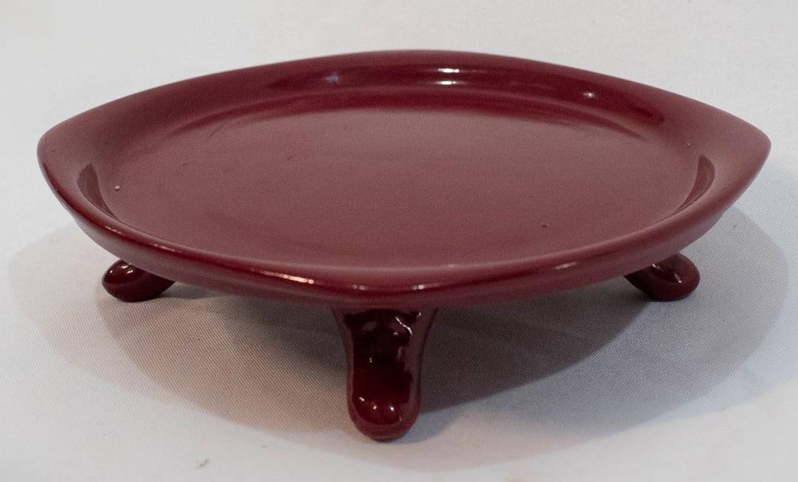 Mini Bandeja Cerâmica Redonda Pé Baixo Marsala - Vanessalocações