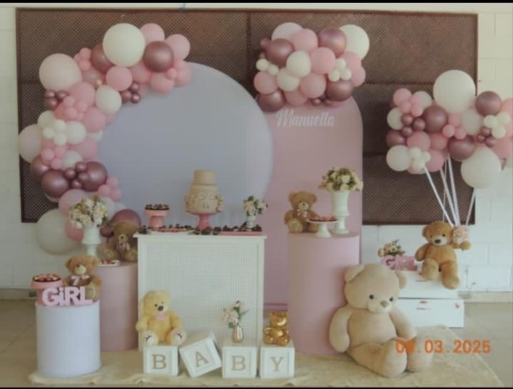 Composição Chá de Bebe Luxo Rosa Claro - CamaleãoLocaçoes