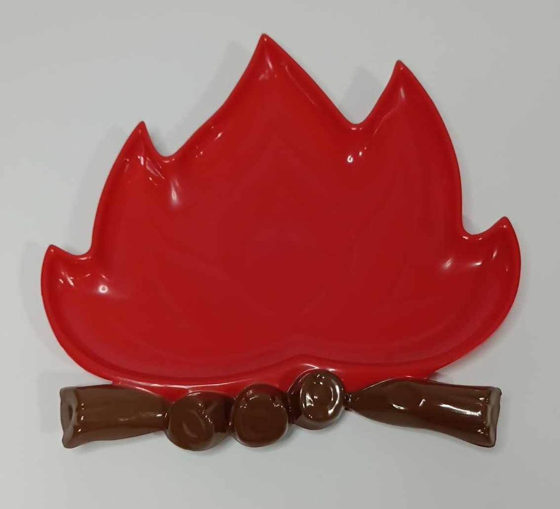 Bandeja Fogueira Tronco Pintado - Vermelho - Vanessalocações