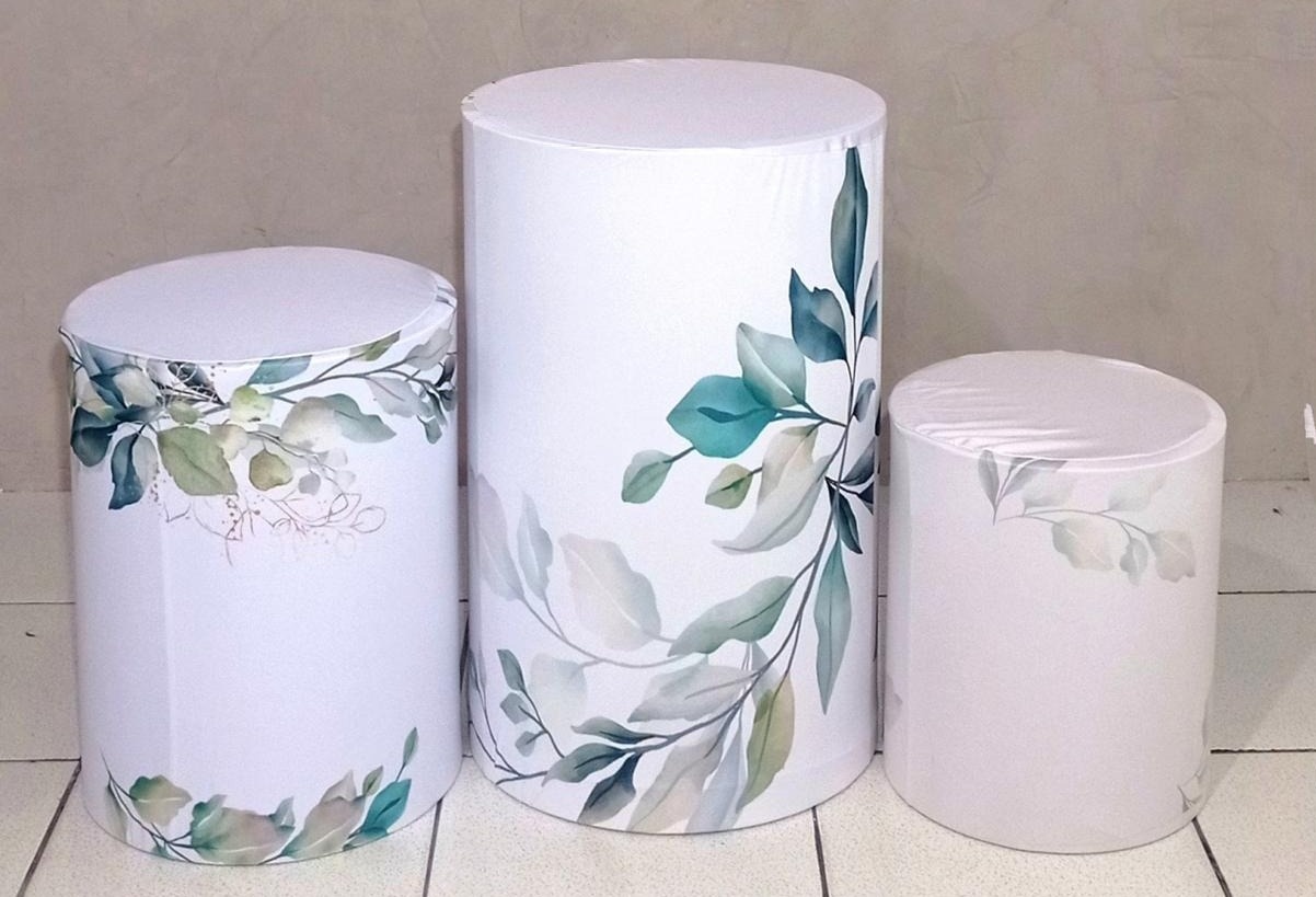 Trio de Capas Para Cilindro  Floral Verde  - Vanessalocações