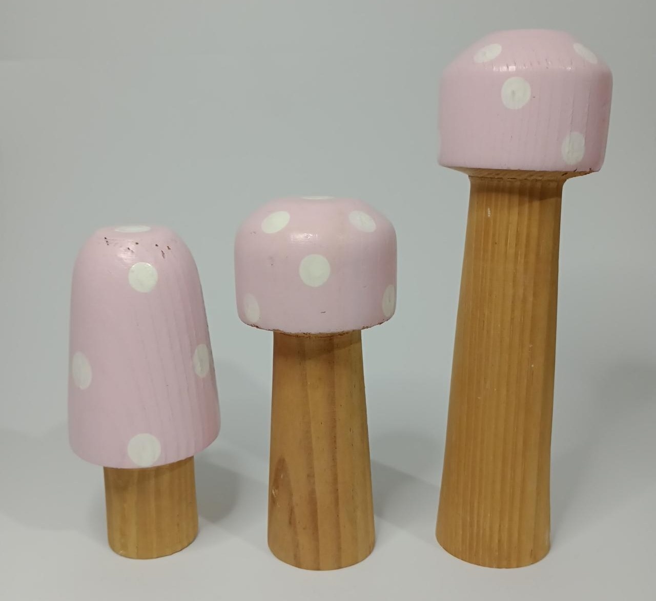 Trio Cogumelo Pinus Rosa - 3 Peças - Vanessalocações