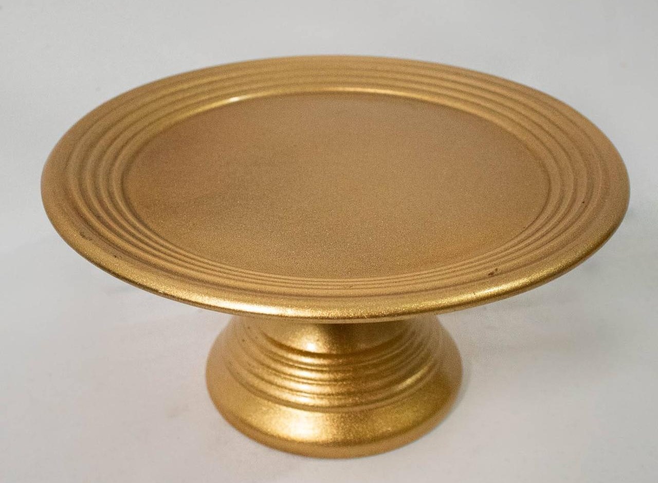 Bandeja  Cerâmica Redonda  Dourado M - Vanessalocações