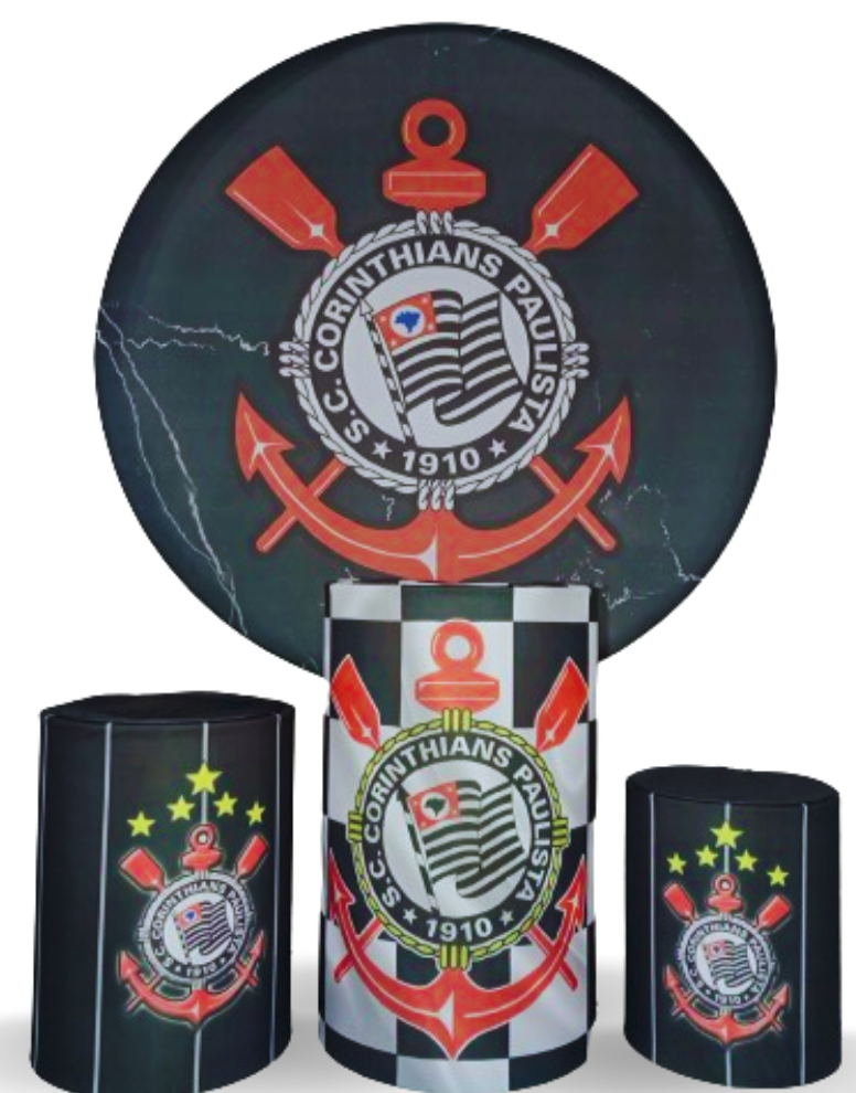 Coleção Clean - Corinthians - Painel + Suporte + Trio de Cilindros + Capas - CamaleãoLocaçoes