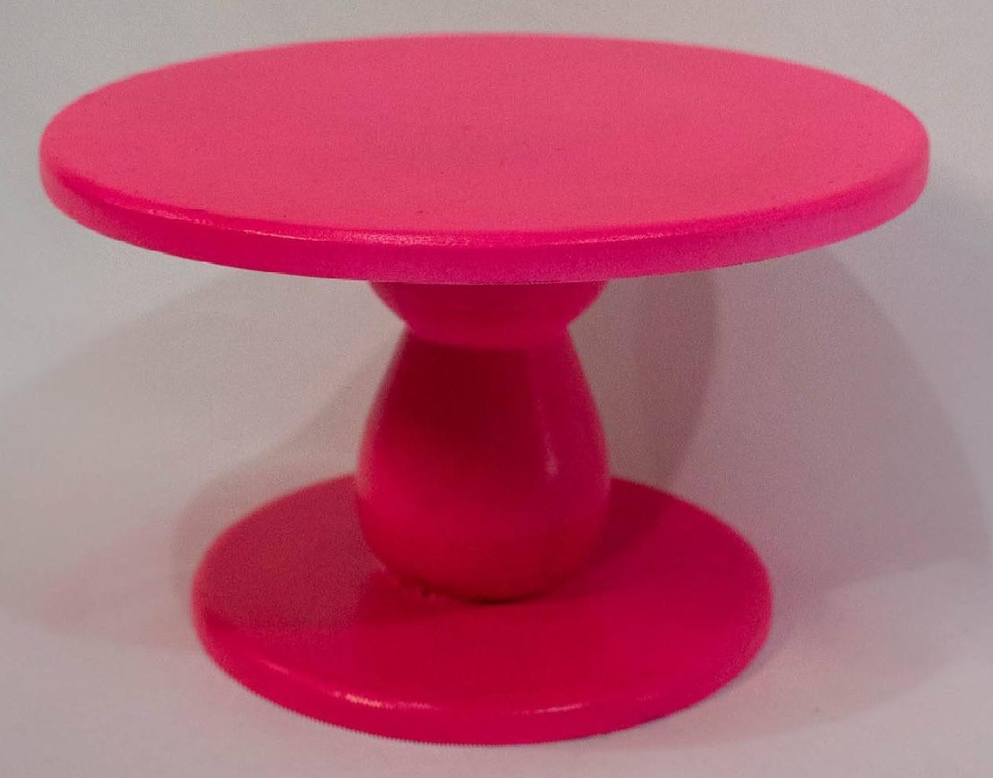 Bandeja  Mdf Redonda  Pé Alto  Pink Neon P - Vanessalocações