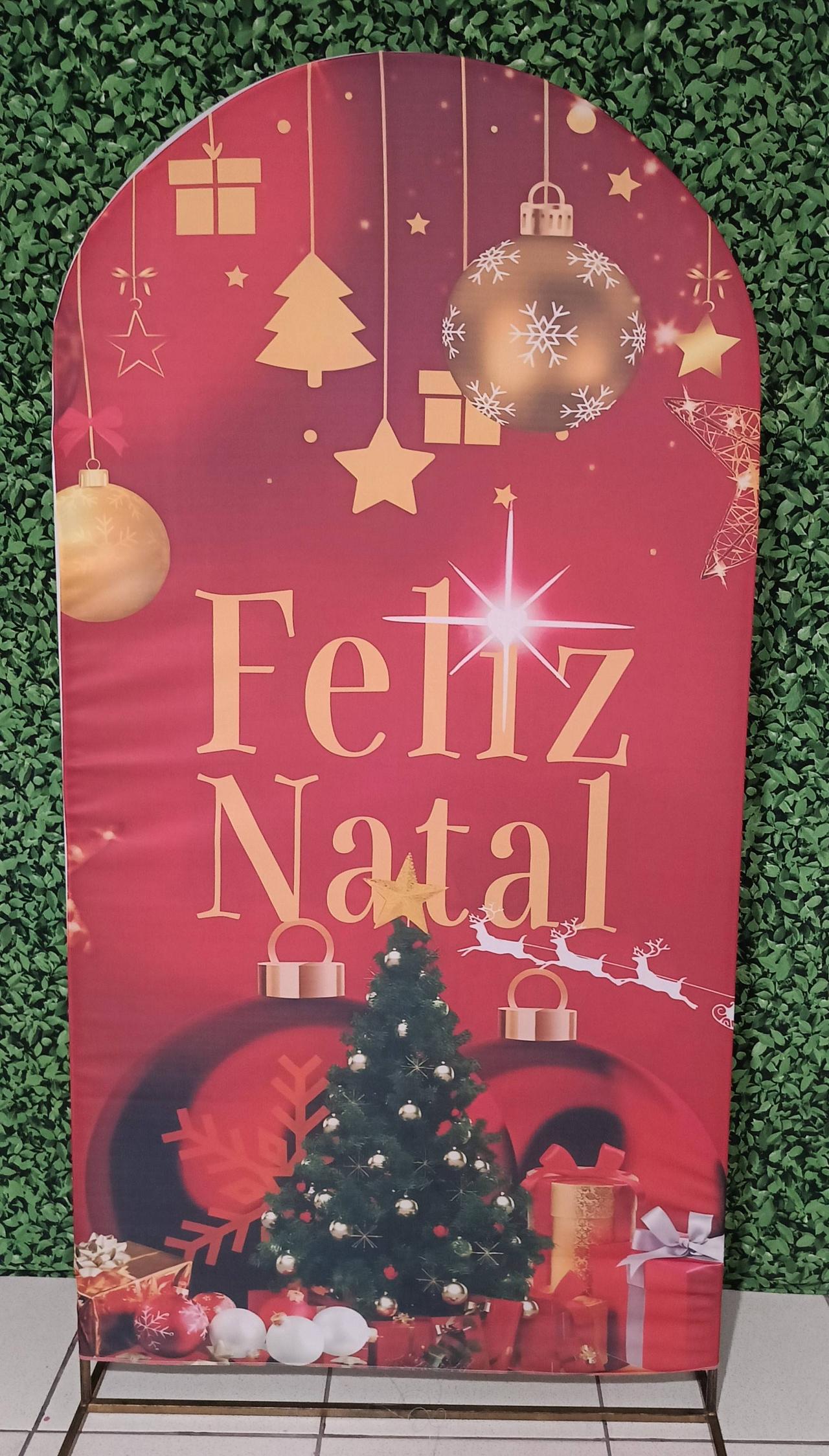  Capa Veste Fácil  P/ Painel Romano -   Feliz Natal - Vermelho - Vanessalocações