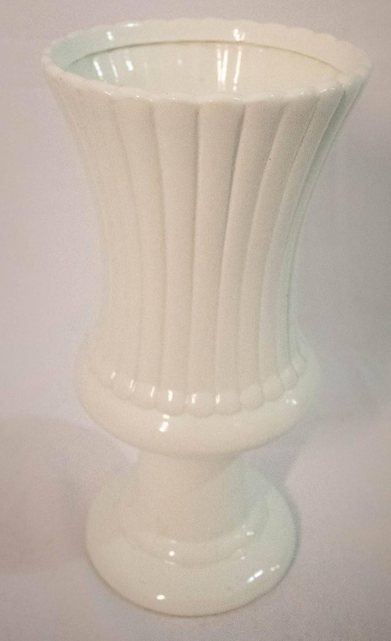 Vaso Cerâmica Canelado  Branco G - Vanessalocações