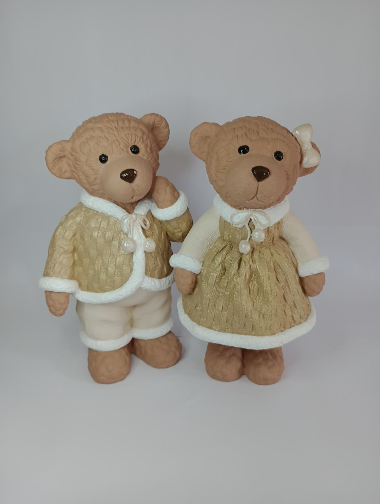 Casal  Urso E Ursa de Resina Bege/Marrom - Vanessalocações