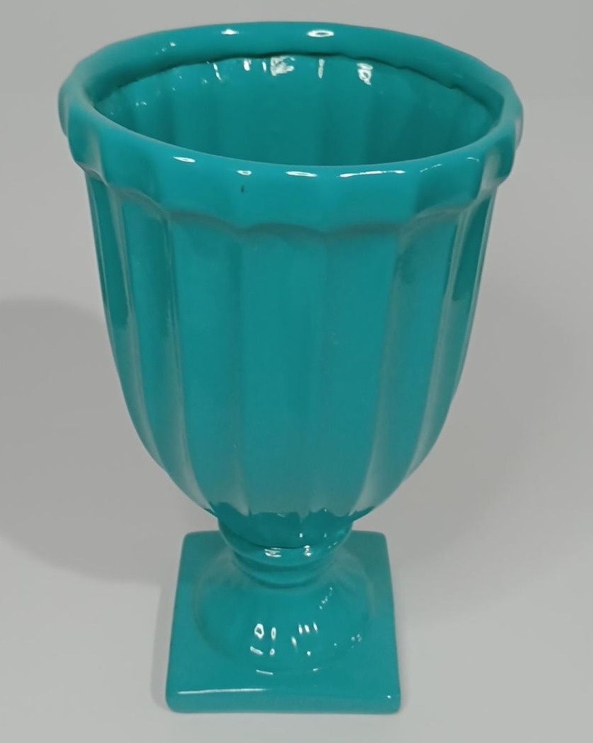 Vaso Cerâmica Canelado Verde Tifany - Vanessalocações