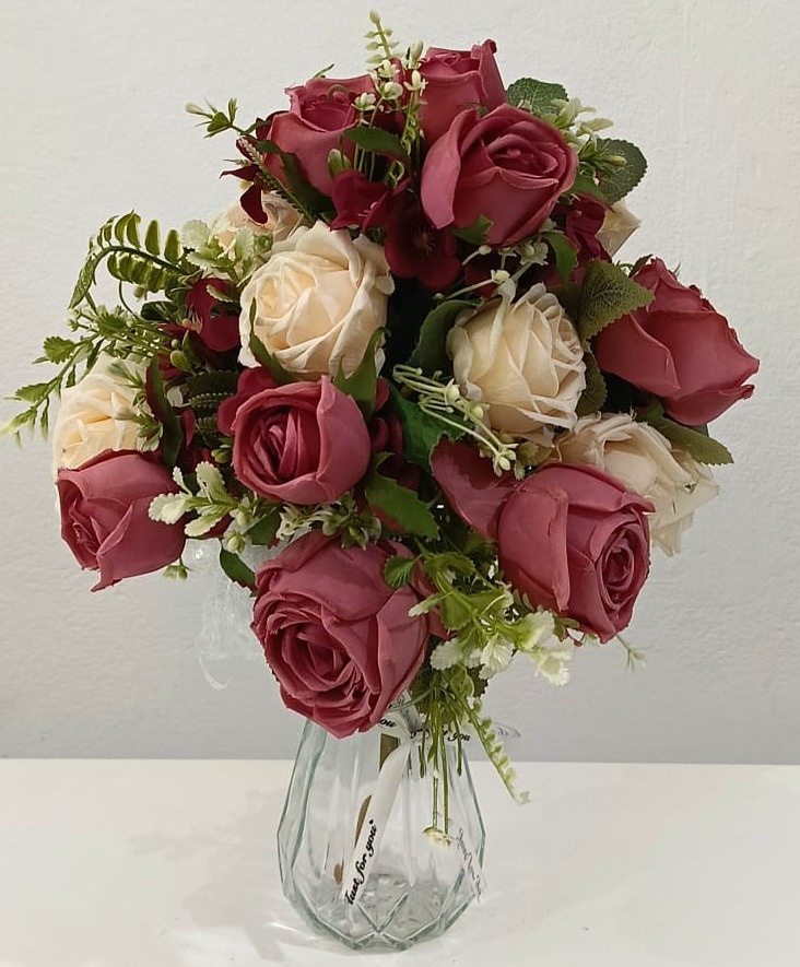 Buquê Flor Artificial Creme/Rose P - Vanessalocações