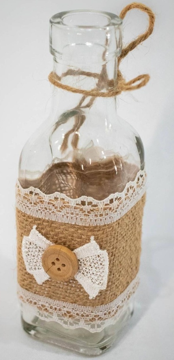 Mini Garrafa Decorativa  Vidro/Juta - Vanessalocações