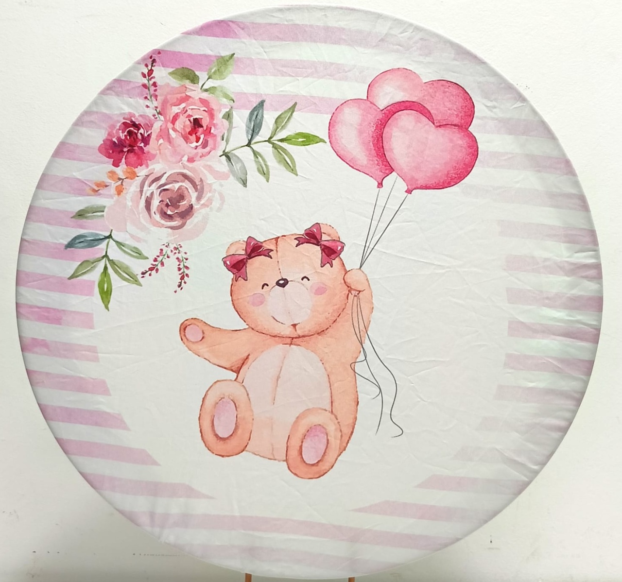 Capa  P/ Painel Circular Urso Floral/Balão - 50Cm - Vanessalocações