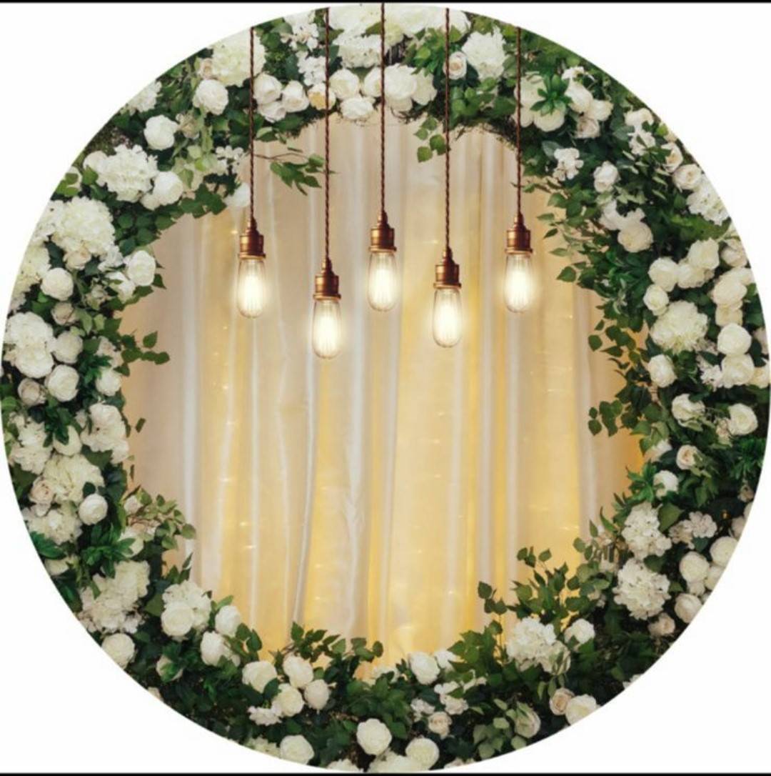 Capa P/ Painel Circular  - Floral Verde Luzes - Vanessalocações