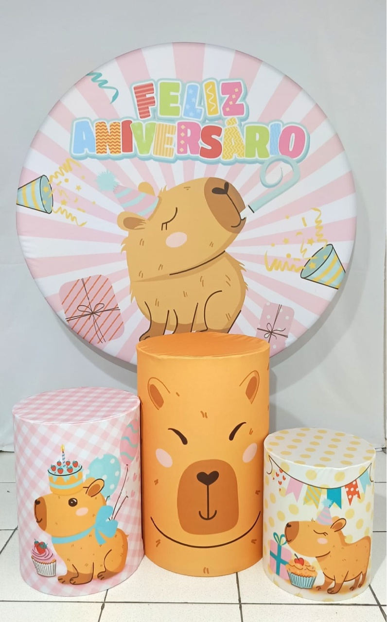 Coleção Clean - Capivara - Suporte + Painel - Capas - Trio de Cilindro - P - M - G - CamaleãoLocaçoes