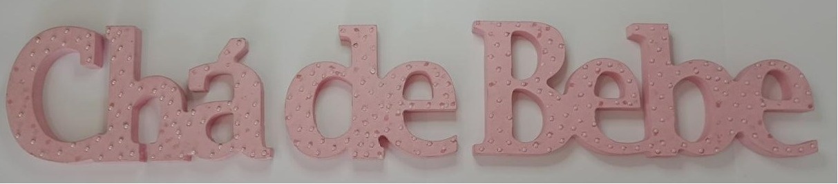 Letreiro Mdf Chá de Bebe - Rosa - Vanessalocações