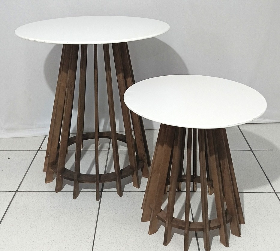 Kit Mesa Ripada Mdf - Tampo Desmontável  - 2 Peças - G: 80X80   - M: 60X60 - Vanessalocações