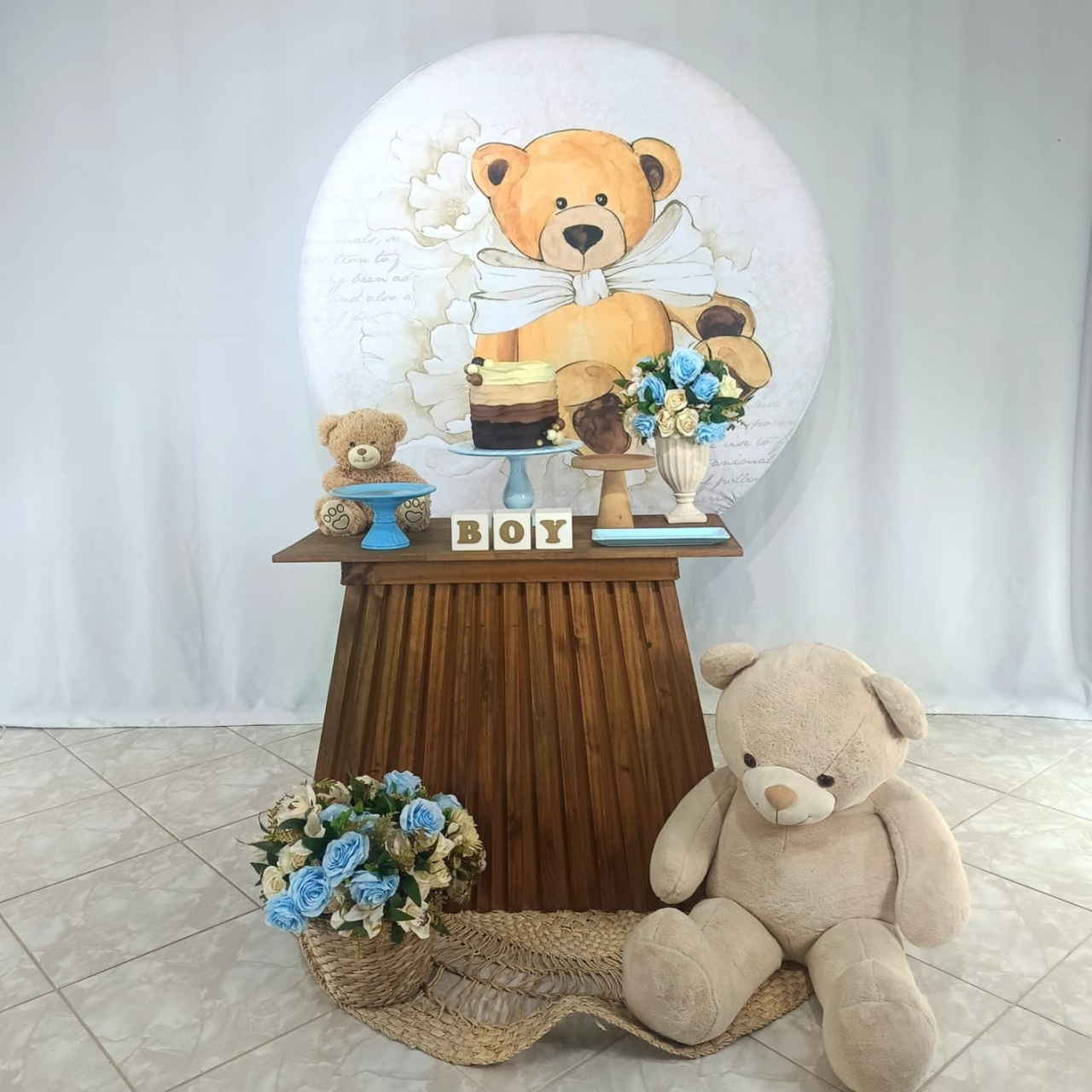 Composição Chá de Bebê Urso 2 Menino - CamaleãoLocaçoes