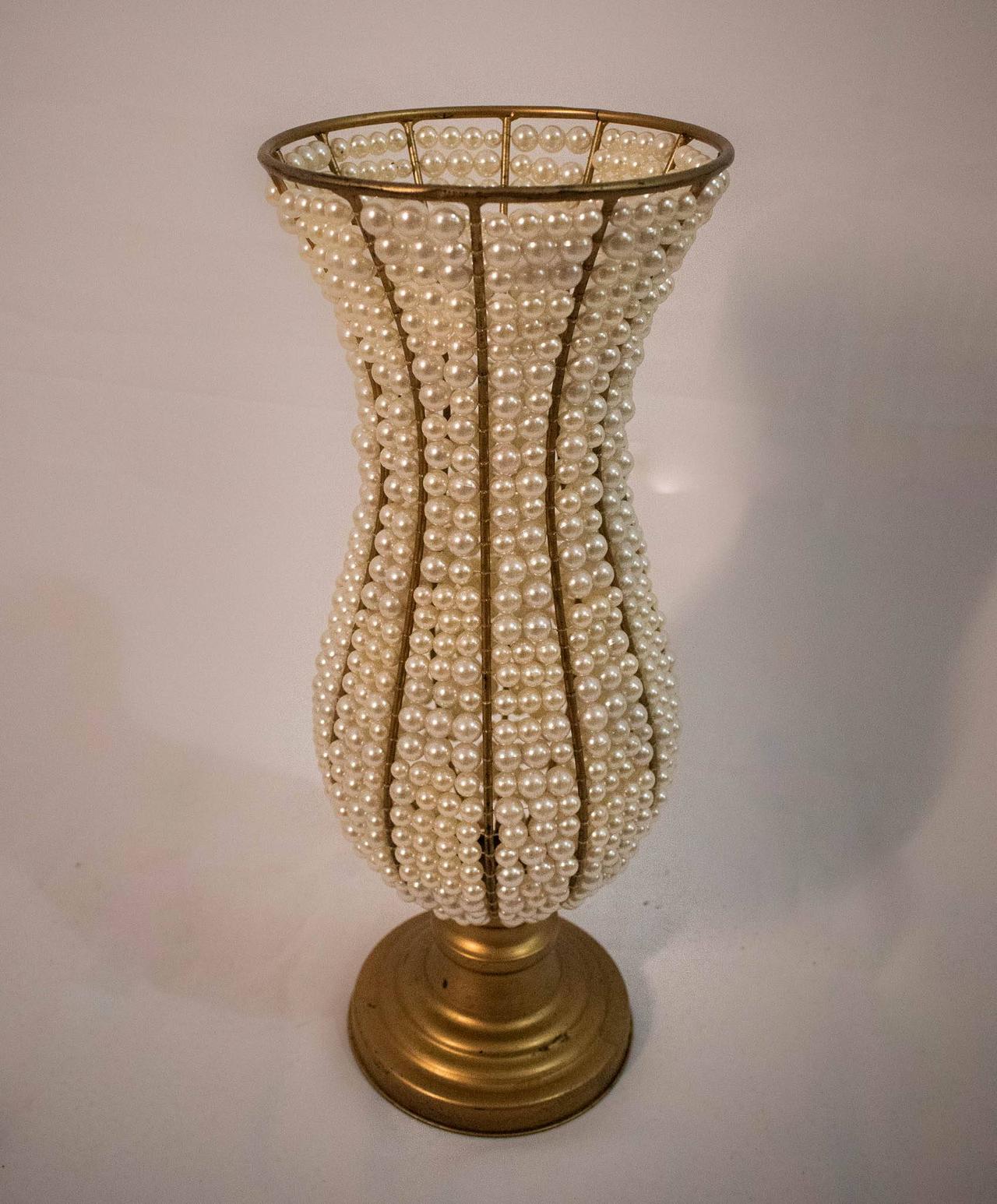 Vaso Pérola Base Metal Gg - Vanessalocações