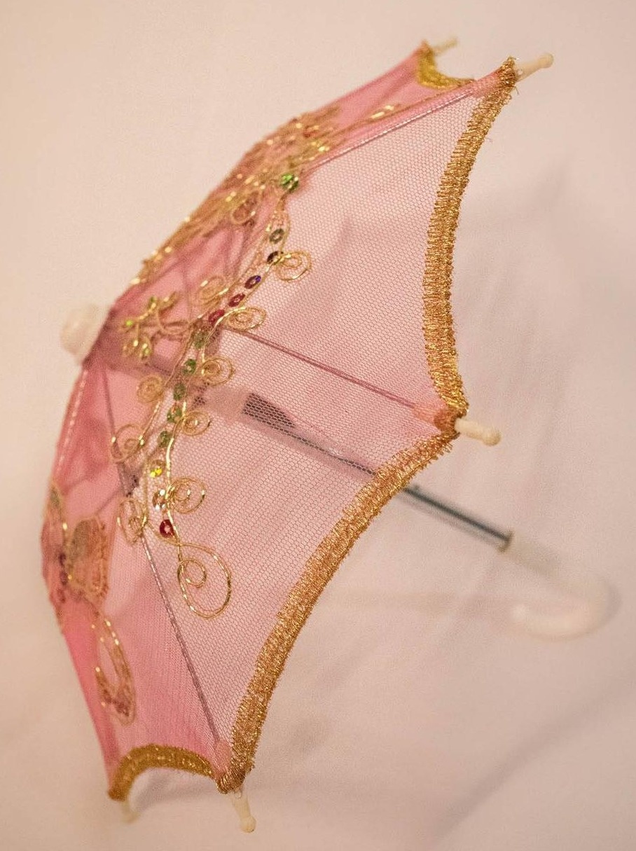 Guarda Chuva Tule  Bordado Rosa - Vanessalocações