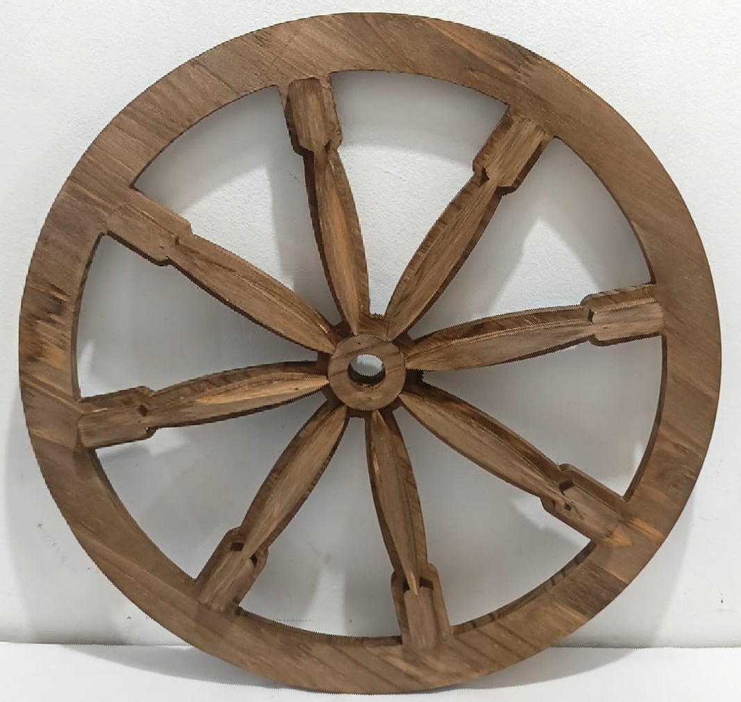 Roda de Carroça Rústico Pinus - 57X60 - Vanessalocações