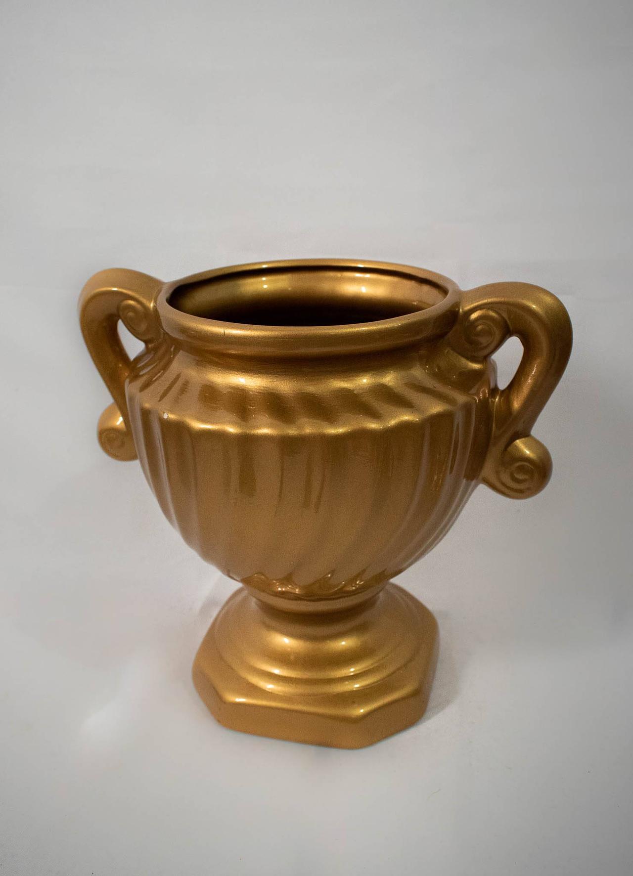 Vaso Cerâmica Taça  Dourado - Vanessalocações