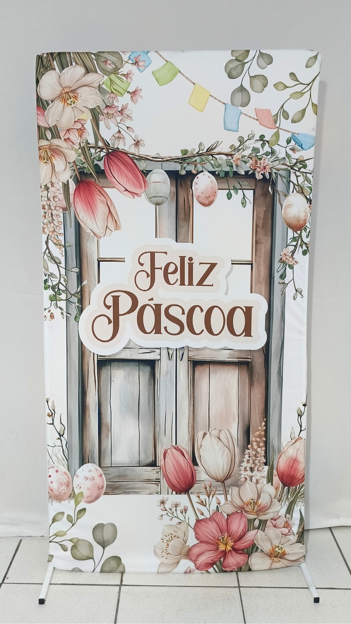Capa P/ Painel Romano/Retangular  - Feliz Páscoa - Vanessalocações