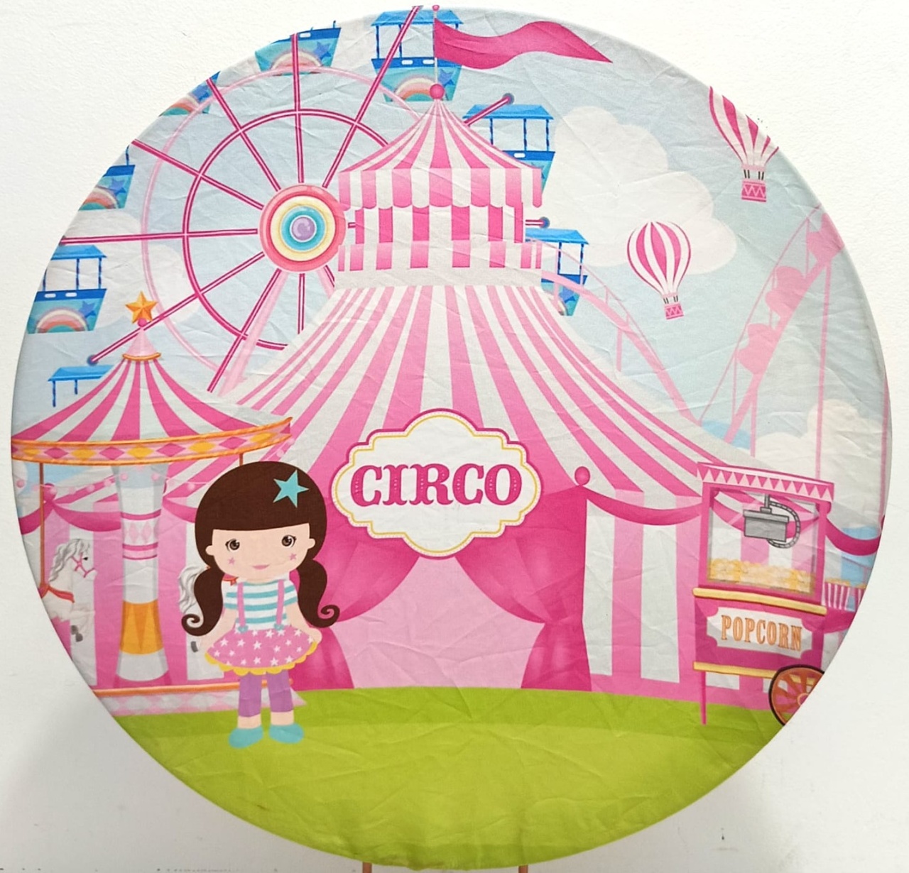 Capa  P/ Painel Circular Circo Rosa - 50Cm - Vanessalocações