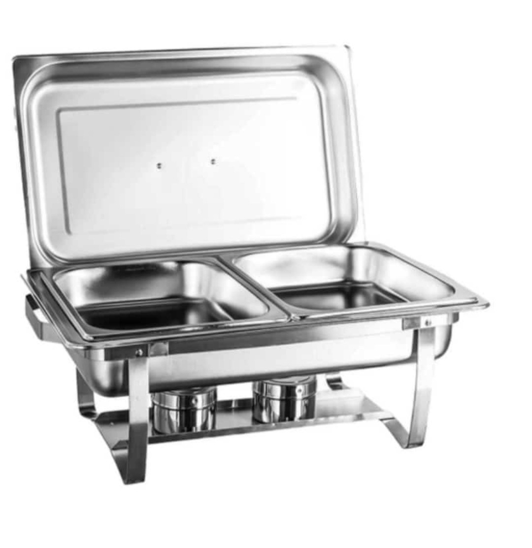 Rechaud Inox - 9 Litros /2 Cubas - Banho Maria/Fogareiro - Vanessalocações