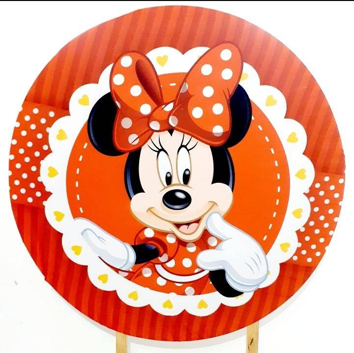 Capa P/ Painel Circular  - Minnie Vermelho - Vanessalocações