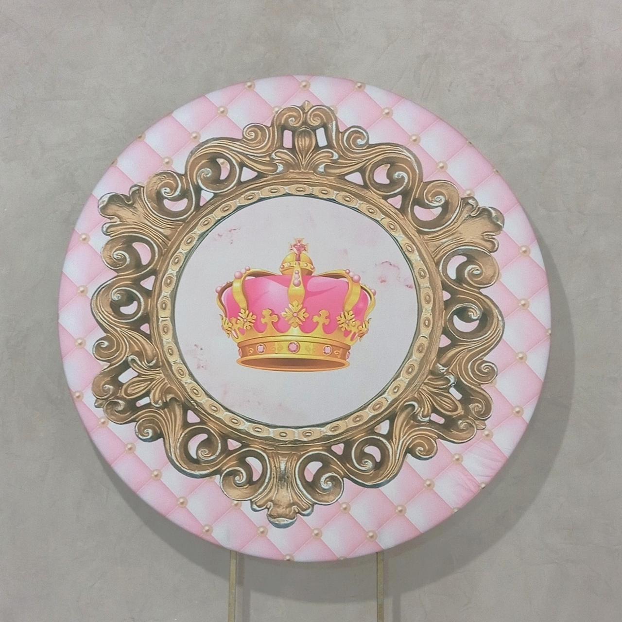Capa P/ Painel Circular  -  Coroa -  Realeza Rosa - Vanessalocações