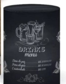 Capa Cilindro Avulsa Drinks/ Preto P - Vanessalocações