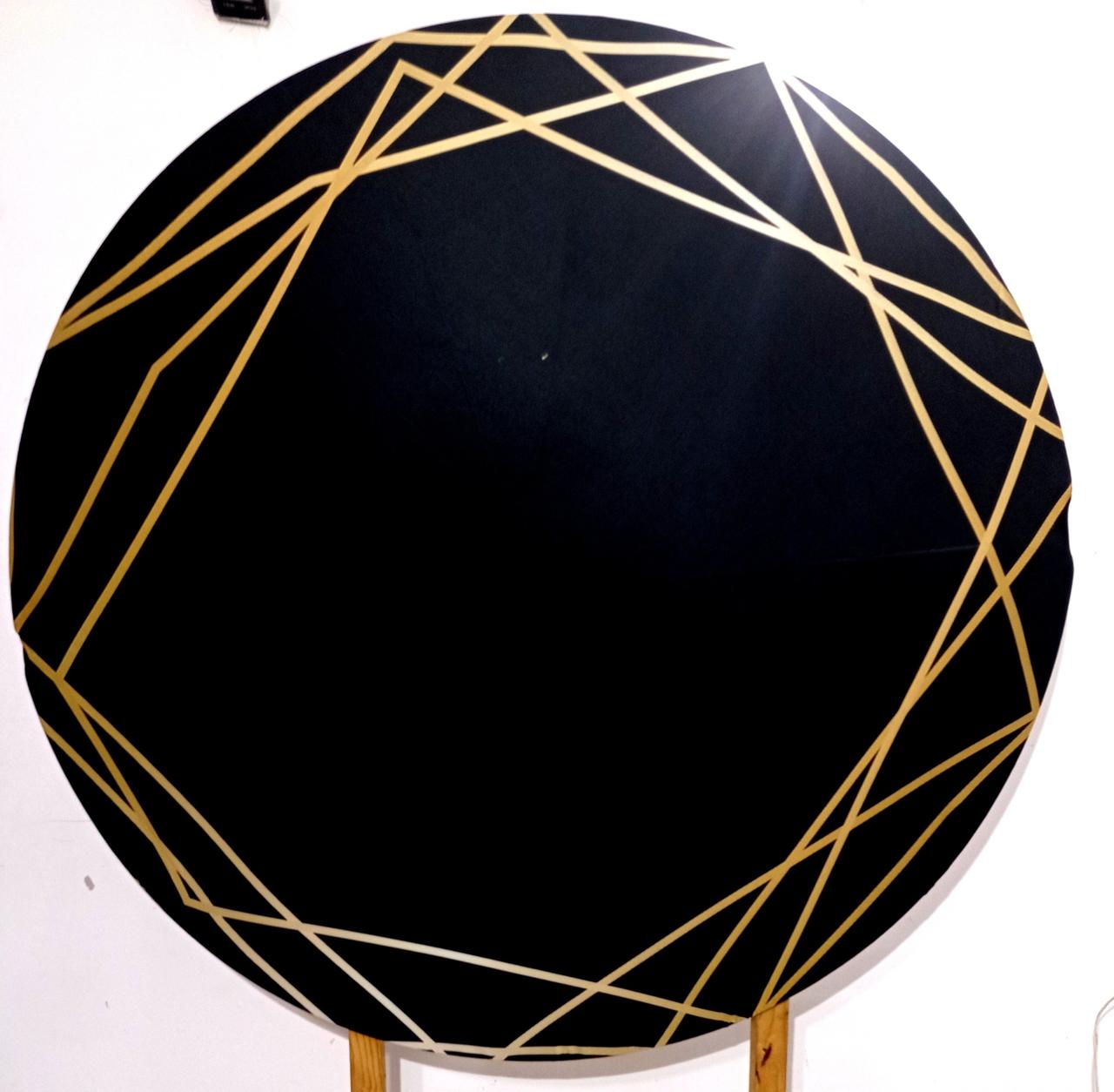 Capa P/ Painel Circular  - Geométrico Preto/Dourado - Vanessalocações